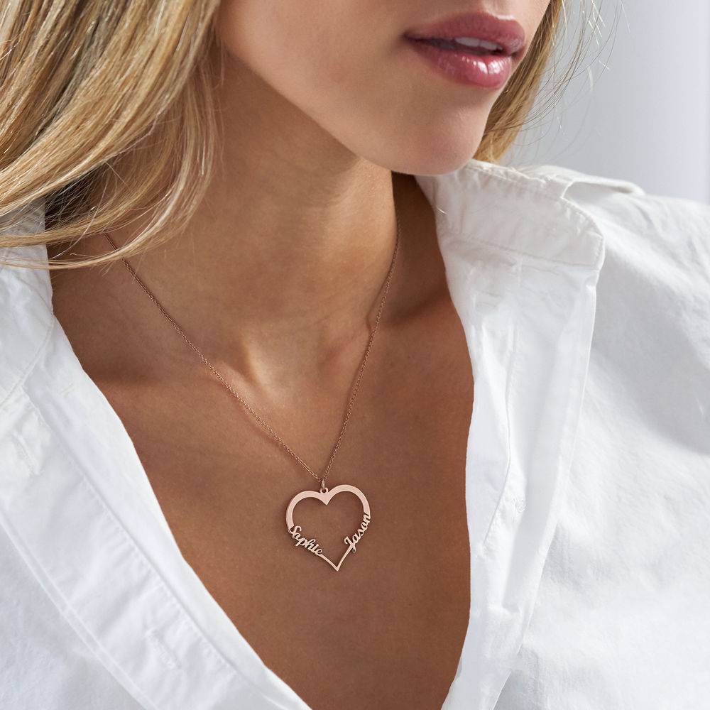Custom Heart Necklace in 18K Rose Gold-2 product photo
