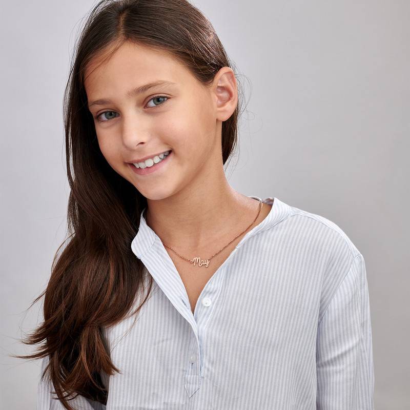 Signature Style Name Necklace in 18K Rose Gold Plating for Kids-4 product photo