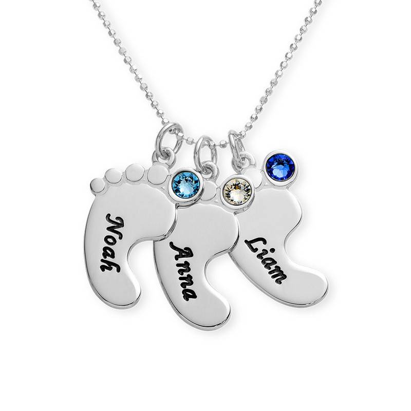 Multiple Baby Feet Necklace In 10K White Gold-3 product photo