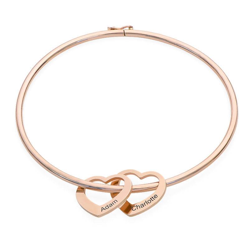 Bangle Bracelet with Heart Shape Pendants in Rose Gold Plating-1 Bangle Bracelet with Heart Shape Pendants in Rose Gold Plating-1 product photo