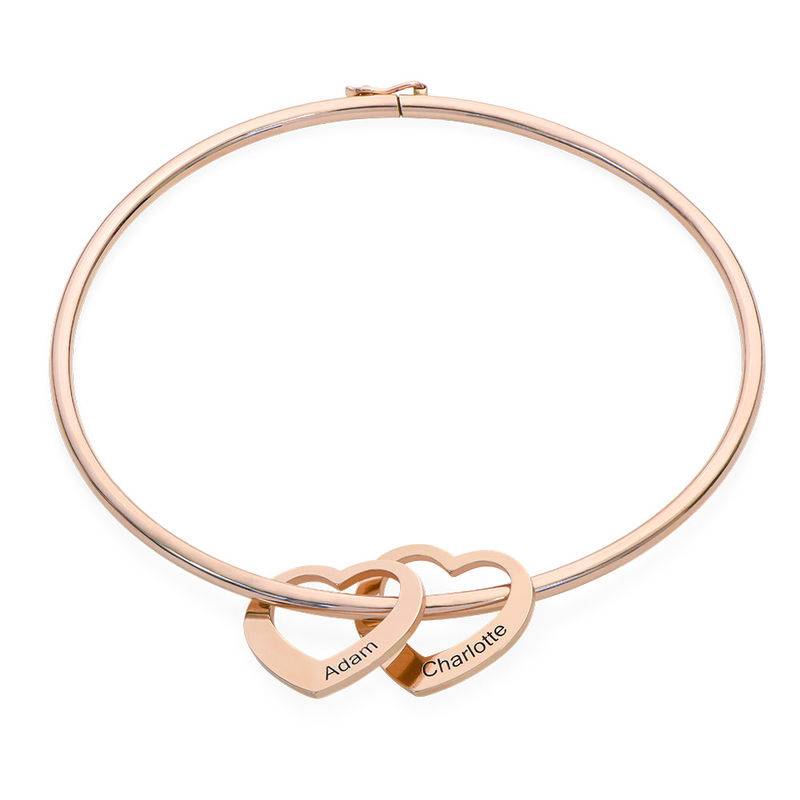 Bangle Bracelet with Heart Shape Pendants in Rose Gold Plating-2 product photo