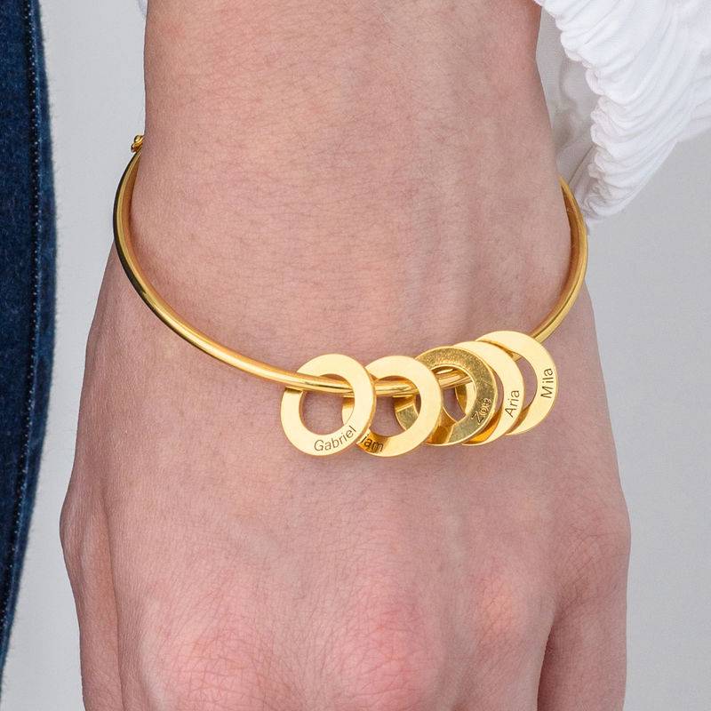 Bangle Bracelet with Round Shape Pendants in Gold Plating-4 product photo