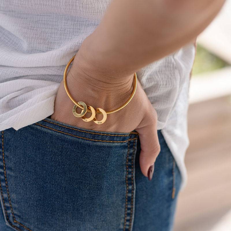 Bangle Bracelet with Round Shape Pendants in Gold Plating-4 product photo