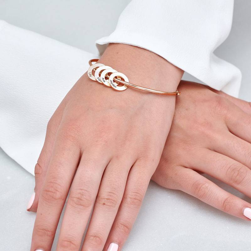 Bangle Bracelet with Round Shape Pendants in Rose Gold Plating-4 product photo