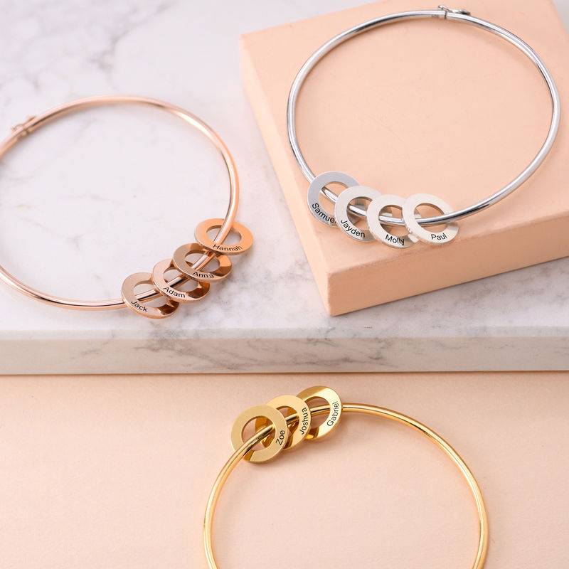 Bangle Bracelet with Round Shape Pendants in silver-3 product photo