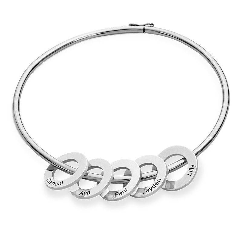 Bangle Bracelet with Round Shape Pendants in silver product photo
