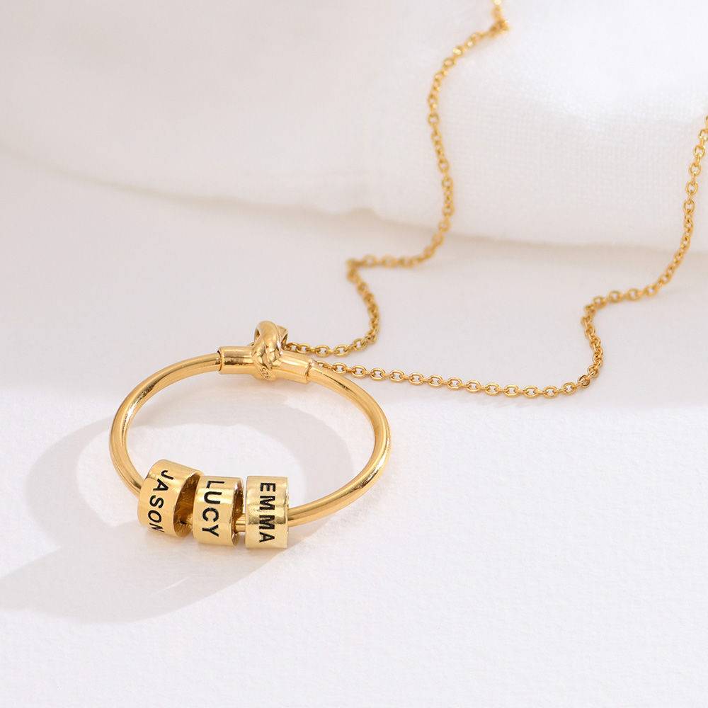 Circle Pendant Necklace with Leaf And Custom Beads in 18K Gold Plating-1 product photo