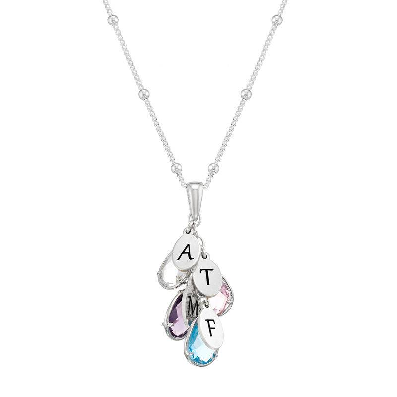 Custom Birthstone Drop Necklace for Mom in Silver-4 product photo
