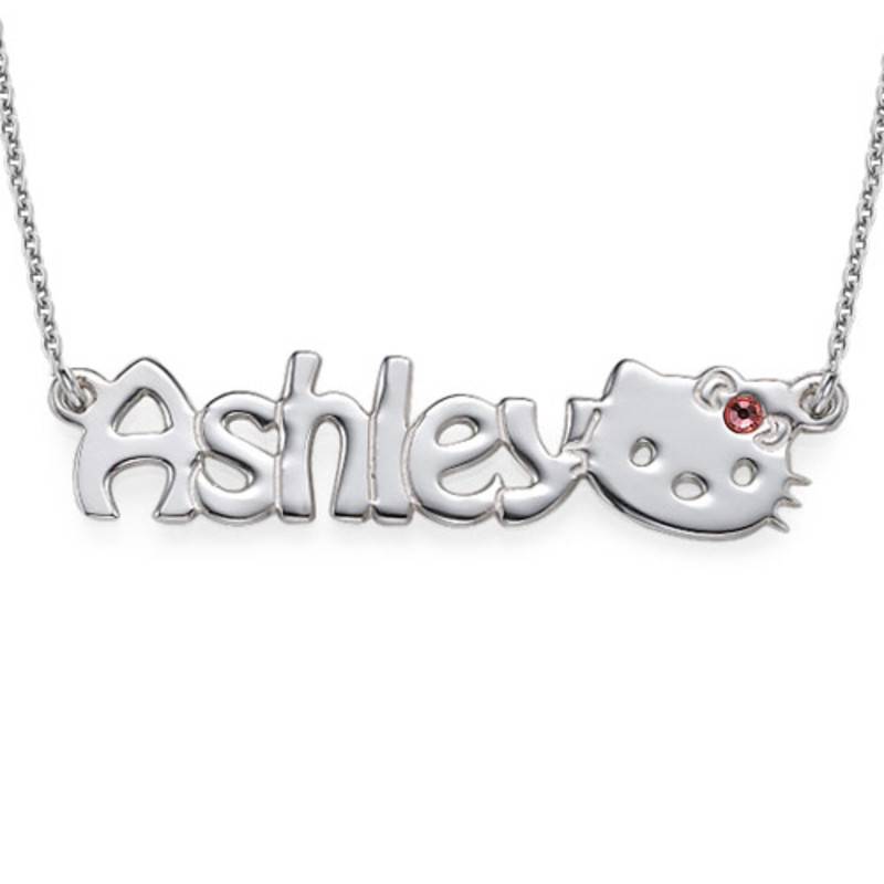 Girl's Kitten Name Necklace in Sterling Silver-3 product photo