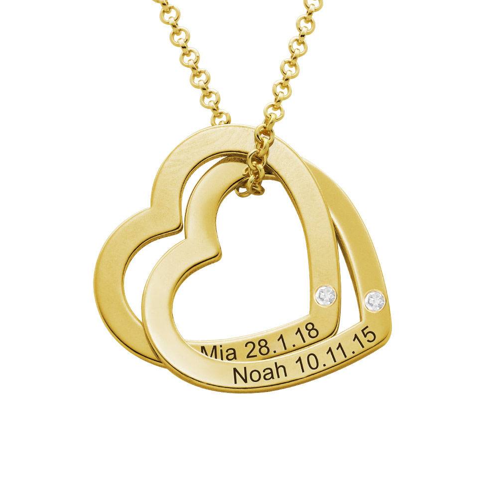 Diamond Interlocking Hearts Necklace in Gold Vermeil-2 product photo