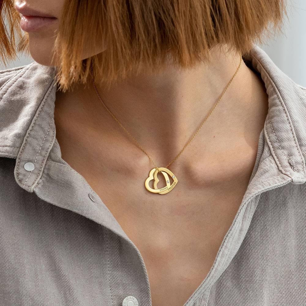 Diamond Interlocking Hearts Necklace in Gold Vermeil-3 product photo