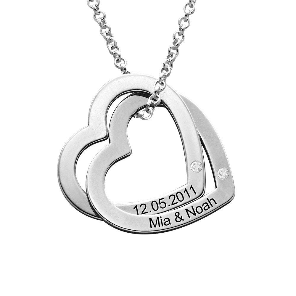 Diamond Interlocking Hearts Necklace in Sterling Silver-2 product photo