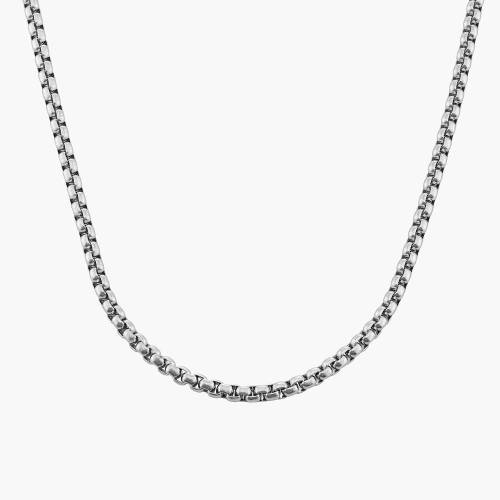 Men's Elongated Box Chain Necklace in Stainless Steel product photo