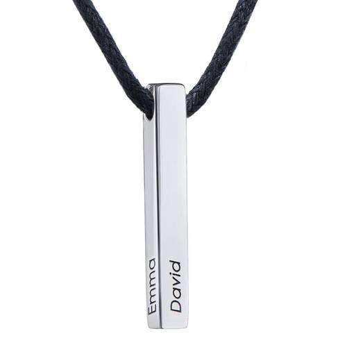 Personalized 3D Bar Pendant Necklace in Silver product photo
