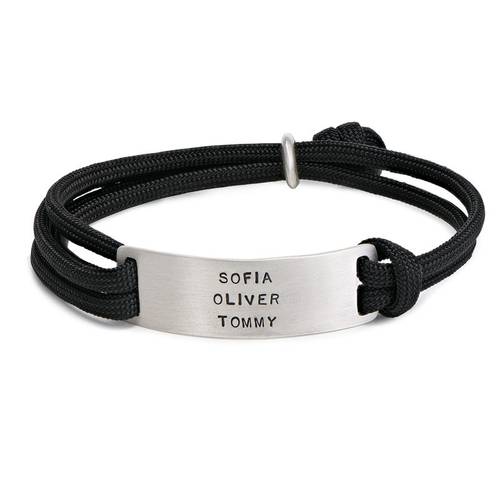 Men's Rope Bracelet with Engravable Bar product photo