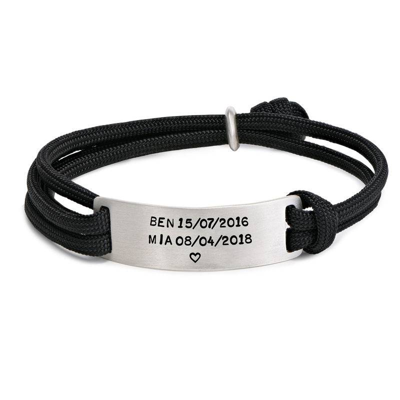 Men's Rope Bracelet with Engravable Bar-2 product photo