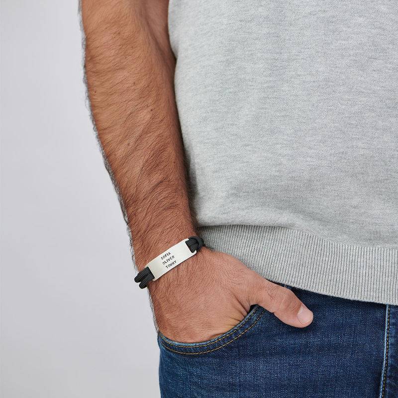 Men's Rope Bracelet with Engravable Bar-1 product photo