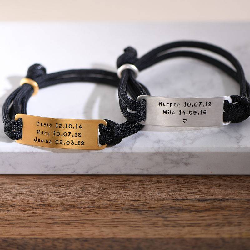 Men's Rope Bracelet with Engravable Bar-4 product photo