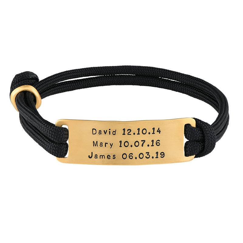 Mens Engraved Cord Bracelet in 18k Gold Plating-1 product photo