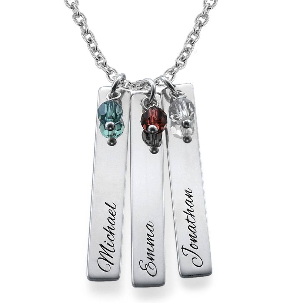 Vertical Bar Necklace with Birthstones-3 product photo