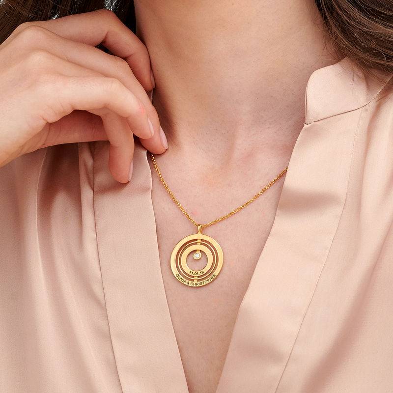 Engraved Circle of Life Necklace in 18k Gold Vermeil with Diamond-2 product photo