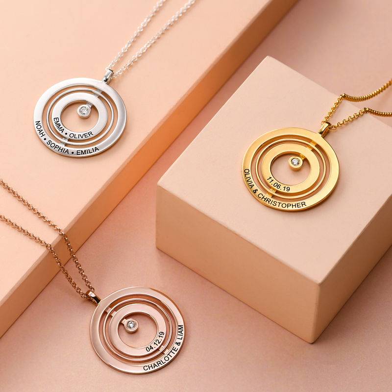 Engraved Circle of Life Necklace in Gold Plating with Diamond-4 product photo