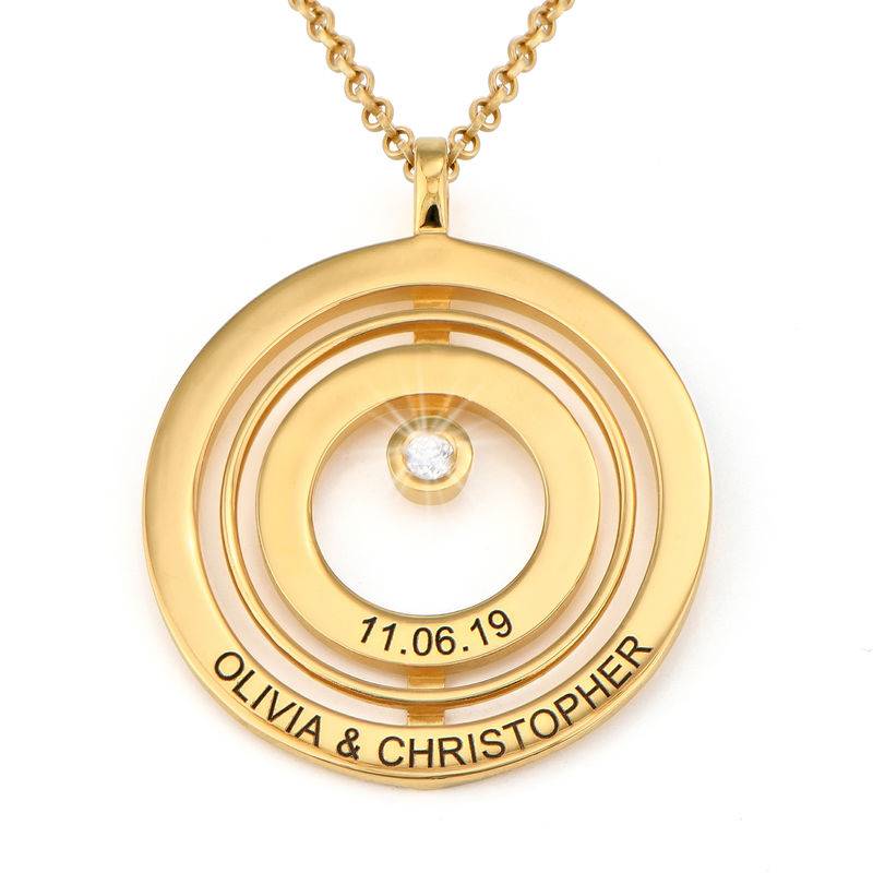 Engraved Circle of Life Necklace in Gold Plating with Diamond-5 product photo