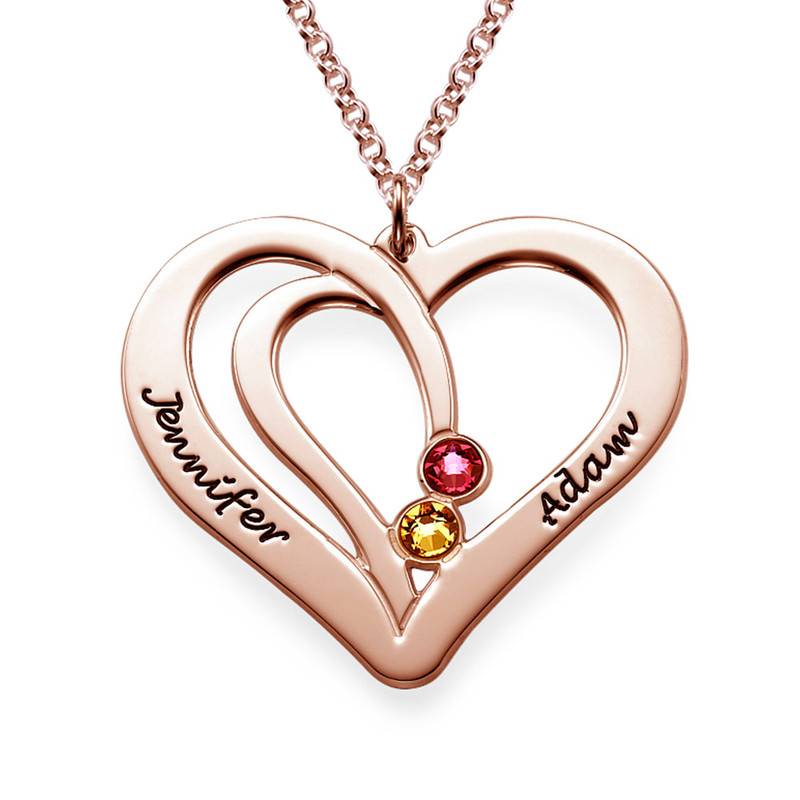 Engraved Heart Necklace in Rose Gold Plating-2 product photo