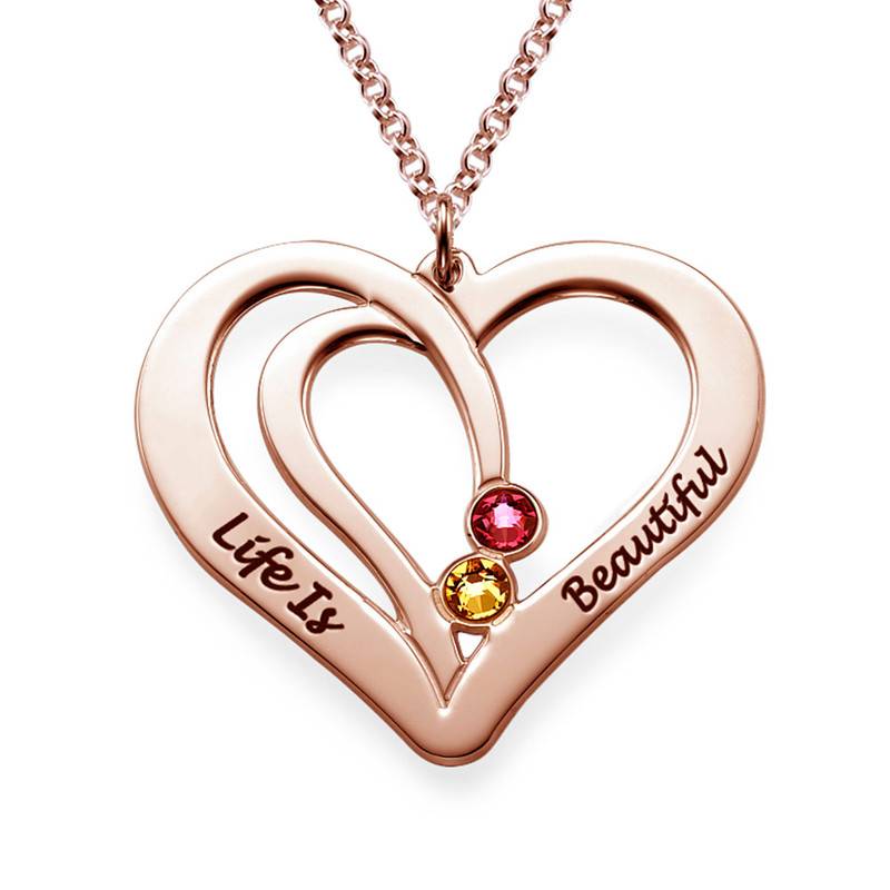 Engraved Heart Necklace in Rose Gold Plating-3 product photo