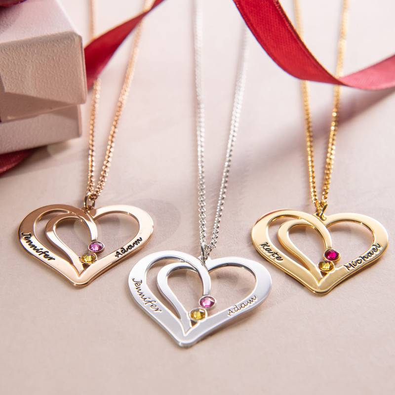 Engraved Heart Necklace in Rose Gold Plating-4 product photo