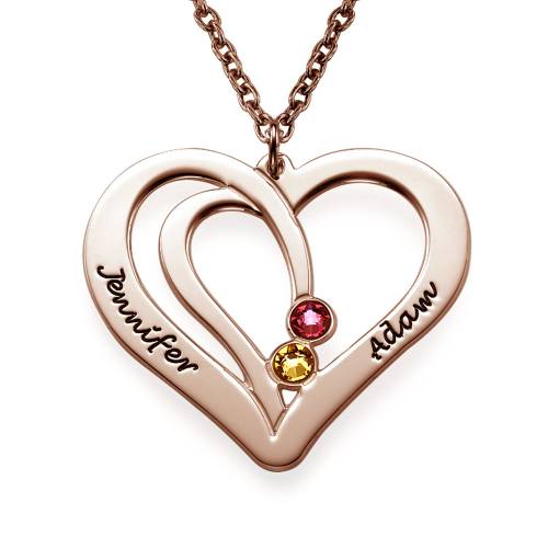 Engraved Heart Necklace in Rose Gold Plating product photo