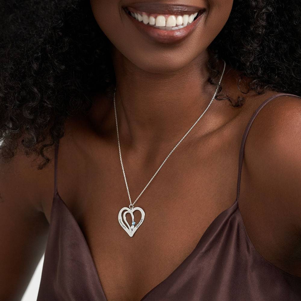 Engraved Heart Necklace in 10K White Gold-5 product photo