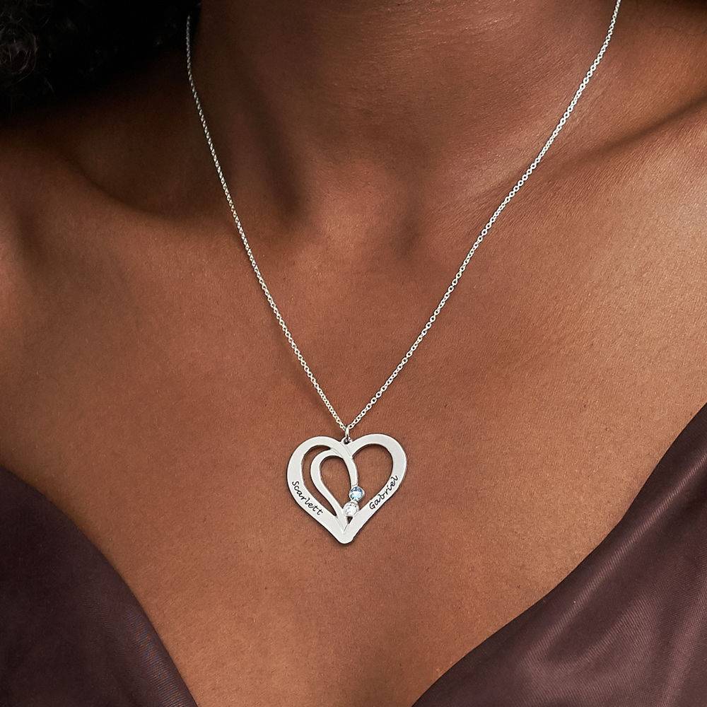 Engraved Heart Necklace in 10K White Gold-2 product photo