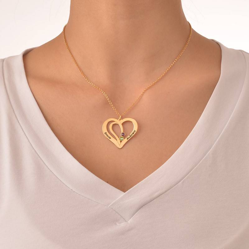 Engraved Heart Necklace in Gold Plating-3 product photo