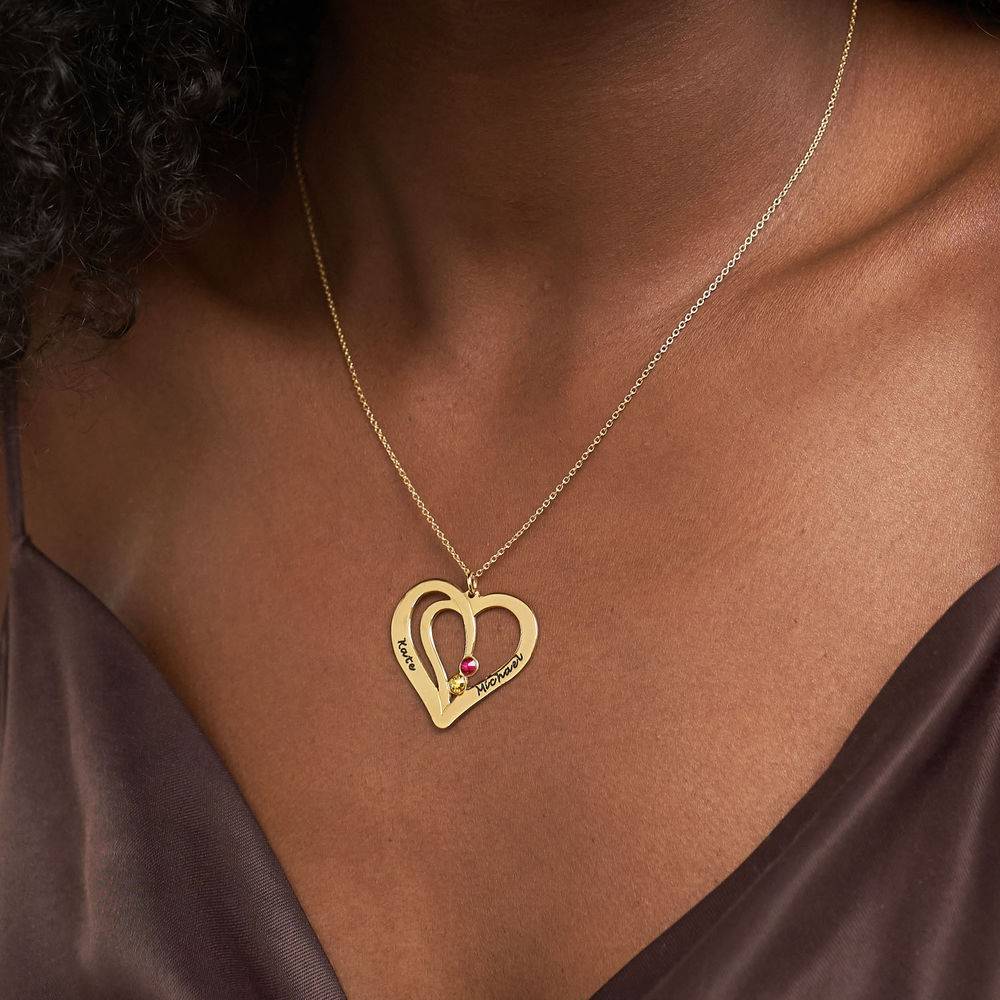 Engraved Heart Necklace in Gold Plating-4 product photo