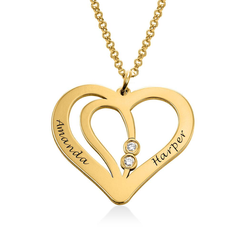 Engraved Couples Necklace in 18k Gold Plated with Diamond-2 product photo