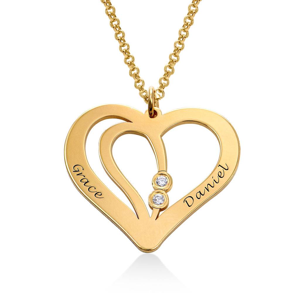 Engraved Couples Necklace in 18k Gold Vermeil with Diamond-2 product photo