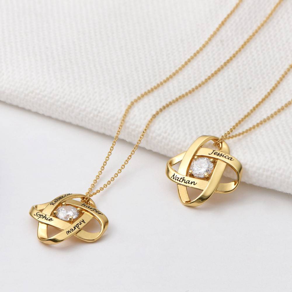 Engraved Eternal Necklace with Cubic Zirconia in Gold Plating-2 product photo