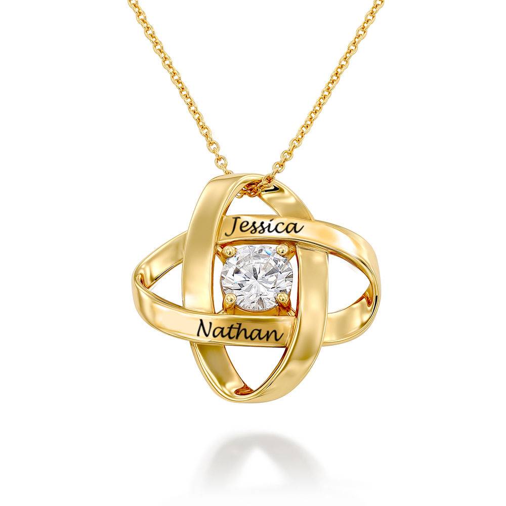 Engraved Eternal Necklace with Cubic Zirconia in Gold Vermeil-1 product photo