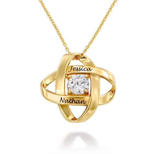 Engraved Eternal Necklace with Cubic Zirconia in Gold Vermeil product photo