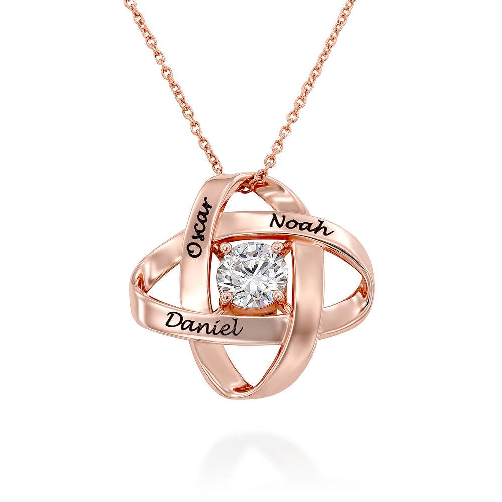 Engraved Eternal Necklace with Cubic Zirconia in Rose Gold Plating-1 product photo