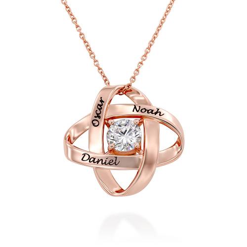 Engraved Eternal Necklace with Cubic Zirconia in Rose Gold Plating product photo