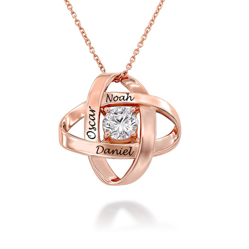 Engraved Eternal Necklace with Cubic Zirconia in Rose Gold Plating-3 product photo