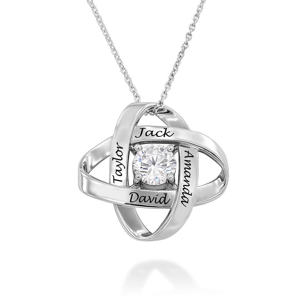 Engraved Eternal Necklace with Cubic Zirconia in Sterling Silver-6 product photo