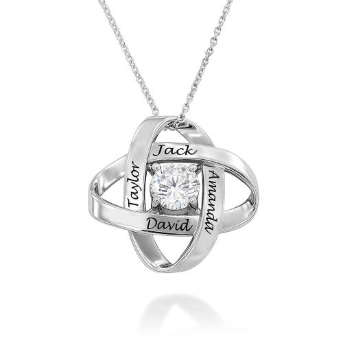 Engraved Eternal Necklace with Cubic Zirconia in Sterling Silver product photo