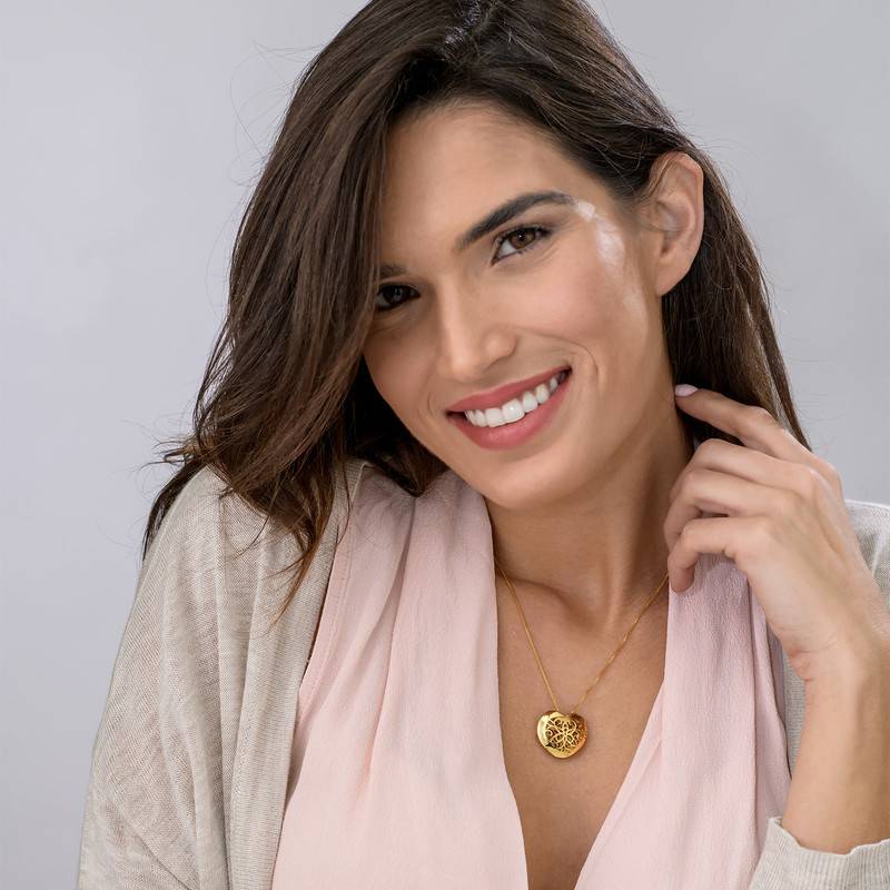 Filigree Engraved Heart in Gold Plated Necklace-2 product photo