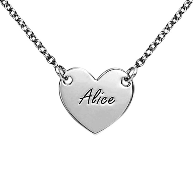 Personalized Girl's Heart Necklace in Sterling Silver-3 product photo