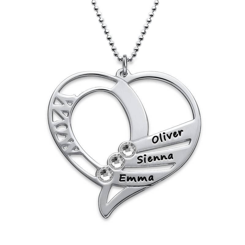 Engraved Mother Heart Necklace in 10K White Gold product photo