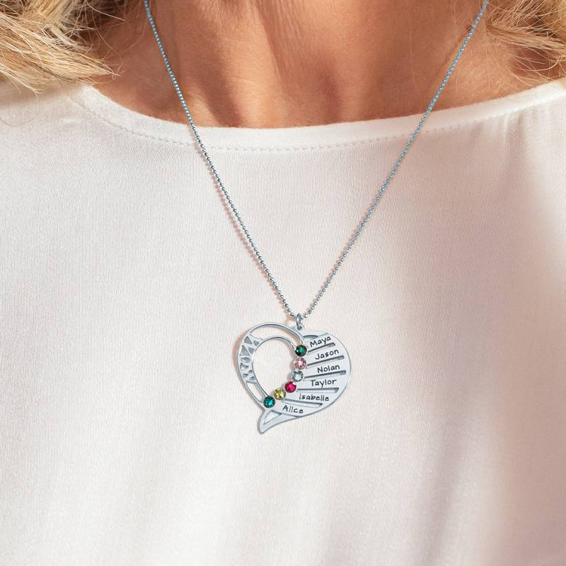 Engraved Mother Heart Necklace in 10K White Gold-5 product photo