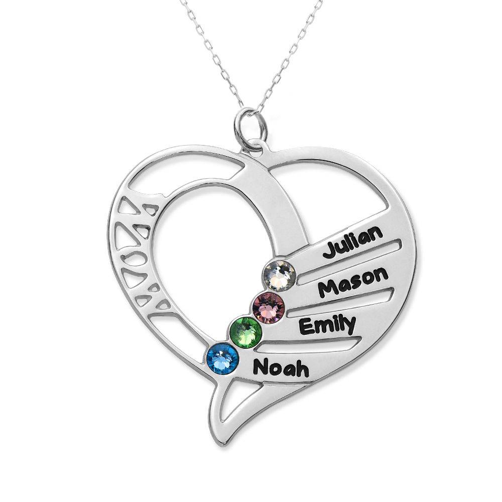 Engraved Mother Heart Necklace in 10K White Gold-4 product photo